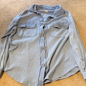 SO Light Blue Waffle Knit Button-Down Shirt